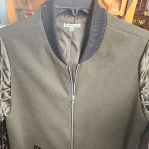 Charlotte Russe 3/4 Length Jacket.  Black Collar Green with Satin Green Sleeve